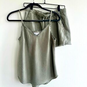 Summer set - Bella Dahl frayed tencel cami tank and short set in army green